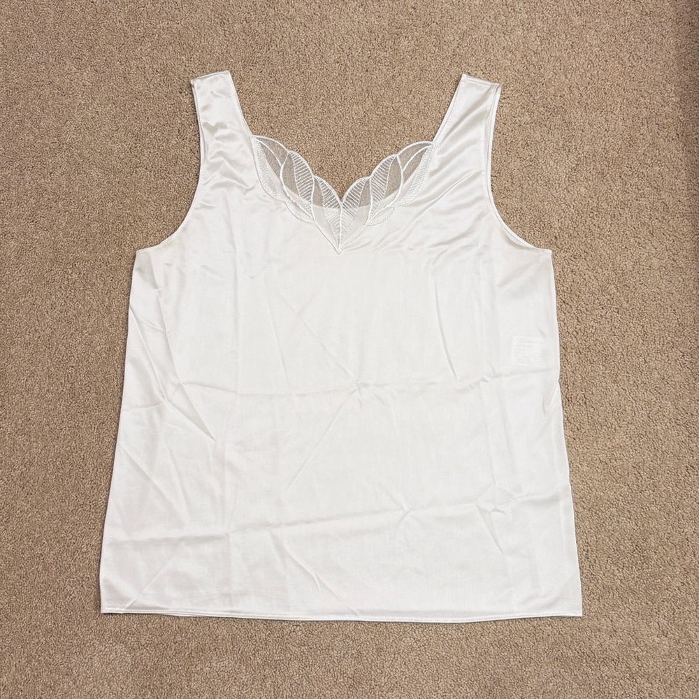 Vintage 90s Wonder Maid Camisole Tank Top Size Medium Ivory Cream Union Made